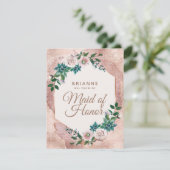 Invitation Blush Rose Gold Serez-vous ma femme d'honneur (Debout devant)