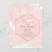 Invitation Blush rose & Gold Splatter Fête des mariées modern (Devant / Derrière)