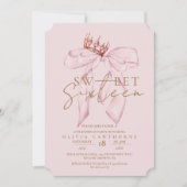 Invitation Blush Rose & Gold Sweet 16 Bow Anniversaire (Devant)