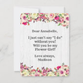 Invitation Blush Rose & Green Rose Serez-Vous Ma Fille Fleur (Dos)