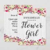 Invitation Blush Rose & Green Rose Serez-Vous Ma Fille Fleur (Devant / Derrière)