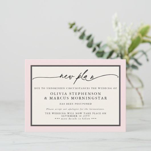 Invitation Blush Rose Ivory - Nouveau Plan Moderne Reporté Év (Debout devant)