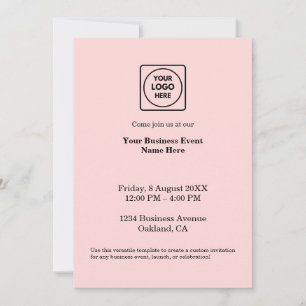 Invitation Blush Rose Minimaliste Logo d'entreprise personn