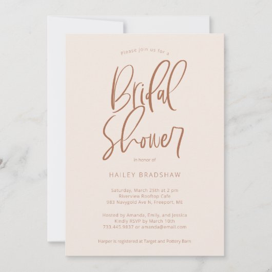 Invitation Blush Rose Moderne Mariage Minimaliste (Devant)