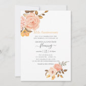 Invitation Blush Rose & Or Floral 50e Anniversaire de Mariage (Devant)