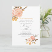 Invitation Blush Rose & Or Floral 50e Anniversaire de Mariage (Debout devant)