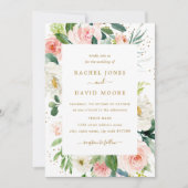 Invitation Blush Rose or Floral Aquarelle Mariage Inviter (Devant)