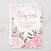 Invitation Blush Rose or Floral Baby shower fille (Devant)