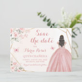 Invitation Blush Rose or Floral fille Quinceañera (Debout devant)