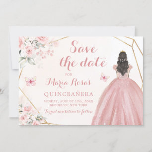 Invitation Blush Rose or Floral fille Quinceañera