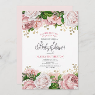 Invitation Blush Rose or Floral petit Baby shower fille