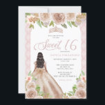 Invitation Blush Rose or Floral Princesse Tiara Sweet 16<br><div class="desc">Blush Rose Gold Floral Princess Tiara Sweet 16 Invitation</div>