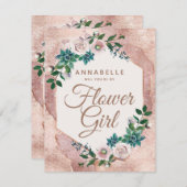 Invitation Blush Rose Or Serez-Vous Ma Fille Fleur (Devant / Derrière)