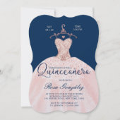 Invitation Blush rose Quinceañera Roya Gown Navy Blue (Devant)