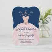 Invitation Blush rose Quinceañera Roya Gown Navy Blue (Debout devant)