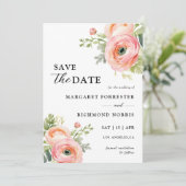 Invitation Blush Rose Ranunculus Mariage Floral Enregistrer L (Debout devant)