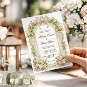 Invitation Blush Rose Ribbon Vintage Garden Wedding