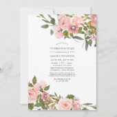 Invitation Blush Rose & Rose Gold Floral Célébration de la vi (Devant)