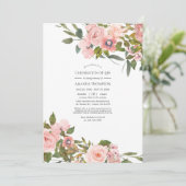 Invitation Blush Rose & Rose Gold Floral Célébration de la vi (Debout devant)