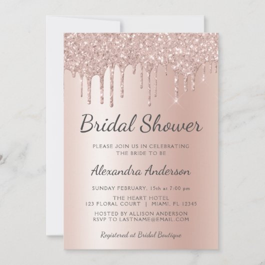 Invitation Blush Rose - Rose Gold Mariage Civil (Devant)