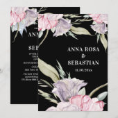 Invitation *~* Blush rose RSVP Rose floral AR15 Mariage (Devant / Derrière)