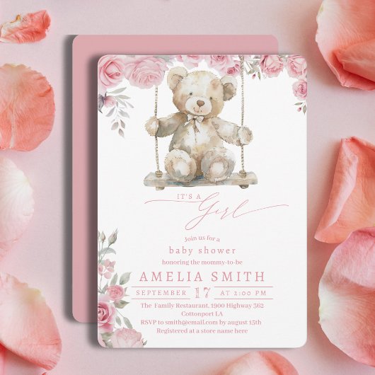Invitation Blush Rose Rustic Swing Ours Girl Douche