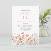 Invitation Blush Rose Sweet 16 Floral Anniversaire (Debout devant)