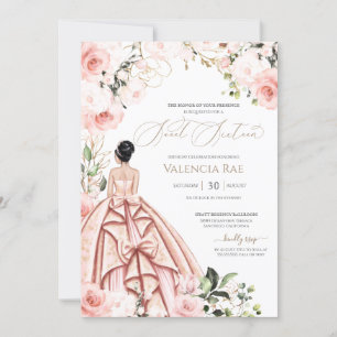 Invitation Blush Rose Sweet 16 Joli en rose belle robe