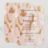 Invitation Blush Rose Tan Sud-Ouest Faux Cowhide Anniversaire (Devant / Derrière)