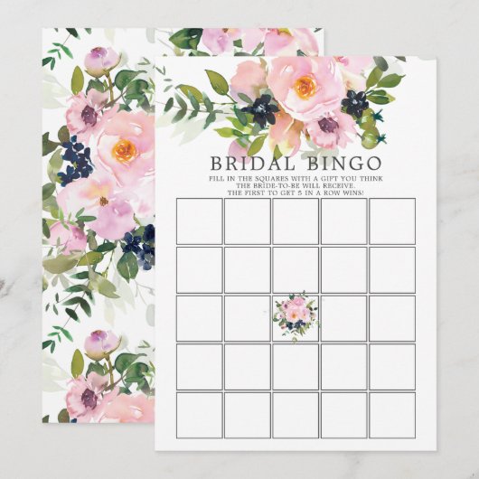 Invitation Blush Roses & Peonies Jeu de Fête de l'mariée BING (Devant / Derrière)