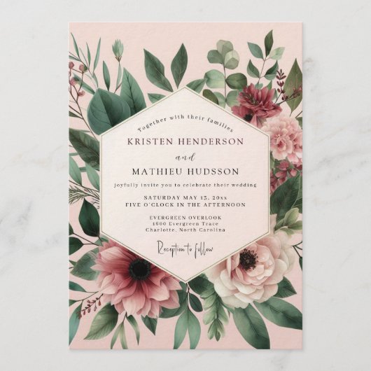 Invitation Blush Sage Anemone Wedding (Devant)