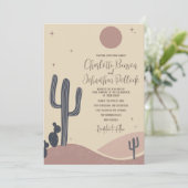 Invitation Blush & Sage Desert Saguaro Cactus Mariage (Debout devant)