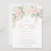 Invitation Blush & Sage Elégant Floral 90 Anniversaire (Devant)