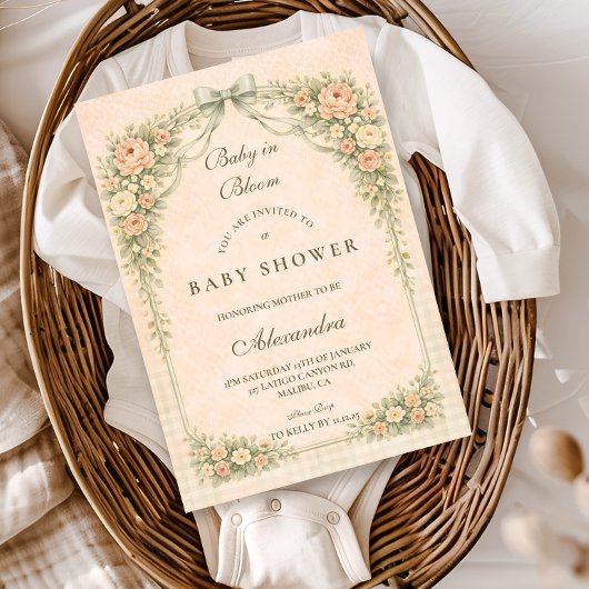 Invitation Blush Sage Rose Arch Baby Shower