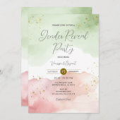 Invitation Blush Sage Vert & Rouge Genre Révéler Parties scin (Devant / Derrière)