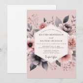 Invitation Blush Shadow Flora Wedding (Devant / Derrière)
