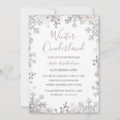 Invitation Blush Silver Winter Onederland 1er anniversaire (Devant)