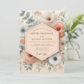 Invitation Blush & Slate Antique Floral Wedding (Debout devant)