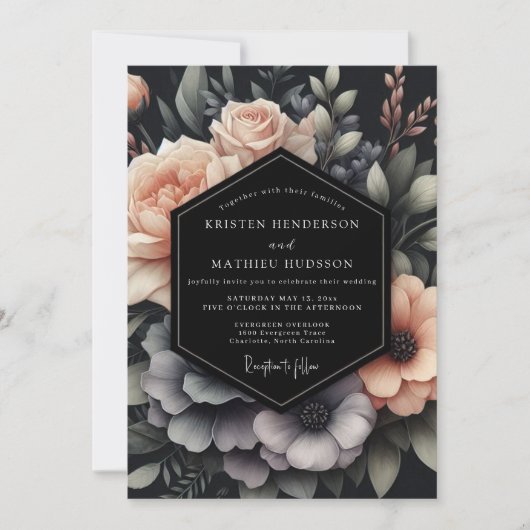 Invitation Blush & Slate Dramatic Bloom Wedding (Devant)