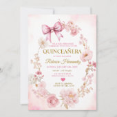 Invitation Blush Soft Pink Bow Quinceañera (Devant)