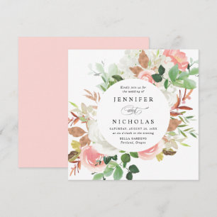 Invitation Blush Spring Floral Cadre Rond Mariage