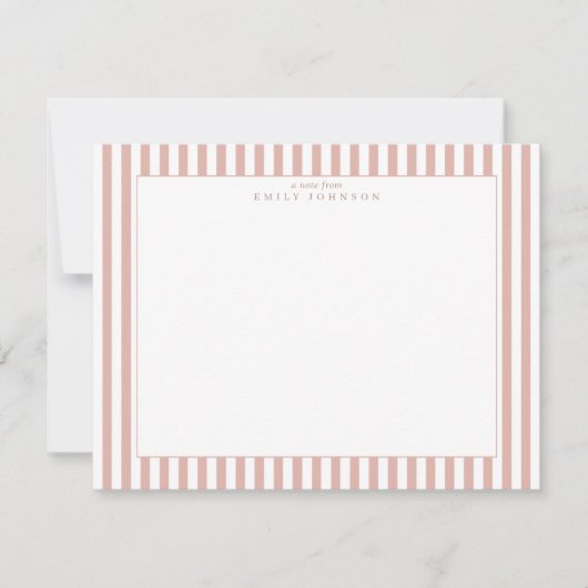 Invitation Blush Striped Note Card (Devant)