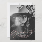 Invitation Blush Stylish Script Photo Graduation Party (Devant)