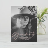 Invitation Blush Stylish Script Photo Graduation Party (Debout devant)