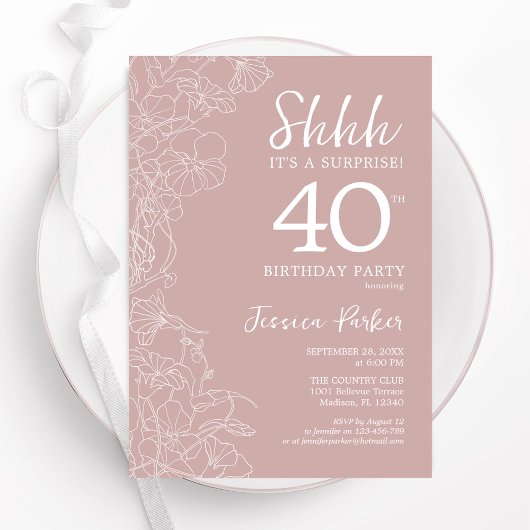 Invitation Blush Surprise 40e anniversaire