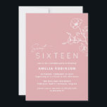 Invitation Blush Sweet sixteen rose Airy Floral 16e anniversa<br><div class="desc">Jolie,  de style moderne douce 16 invitations avec des détails floral subtils. Couleur rose vif.</div>