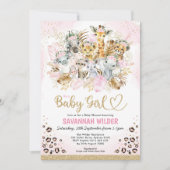 Invitation Blush Tropical Boho Safari Animaux Baby shower (Devant)