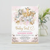 Invitation Blush Tropical Boho Safari Animaux Baby shower (Debout devant)