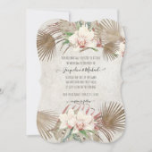 Invitation Blush Tropical Orchid Floral Palm Folid Noir (Devant)