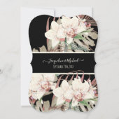 Invitation Blush Tropical Orchid Floral Palm Folid Noir (Dos)